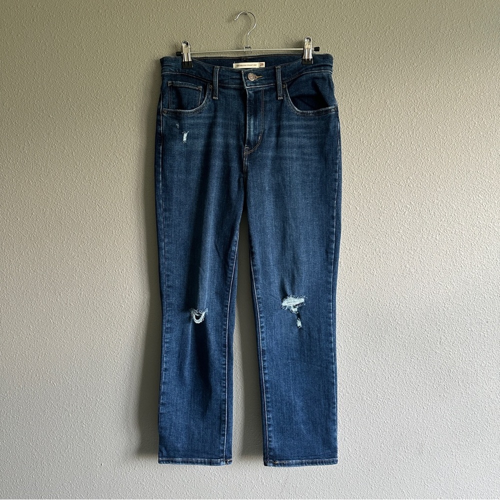 Levi’s Distressed High Rise Straight Crop Jeans 28